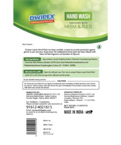 Image of Dwipex hand wash neem tulsi refill sticker back view
