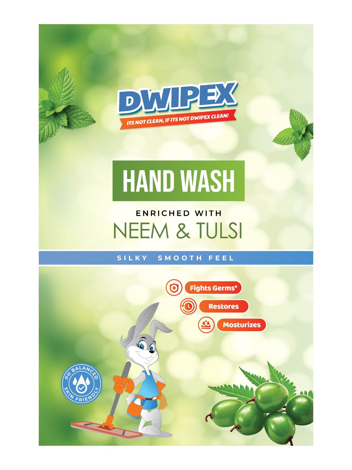 Image of Dwipex hand wash neem tulsi refill sticker front view