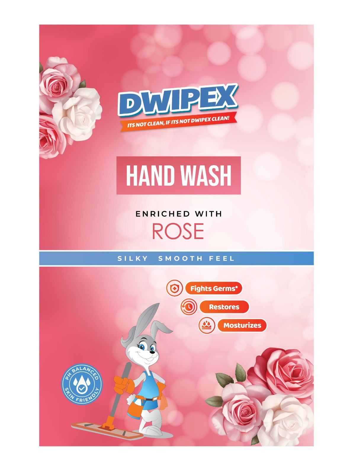 Image of Dwipex hand wash rose refill sticker front view